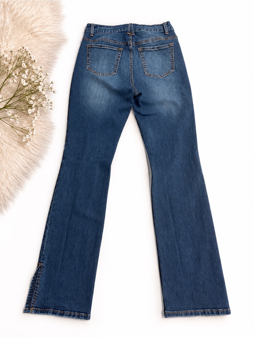 Fashion Nova Dark Blue Distressed Flare Jeans - Picture 2 of 3